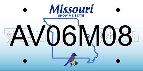 AV06M08 Missouri License Plate
