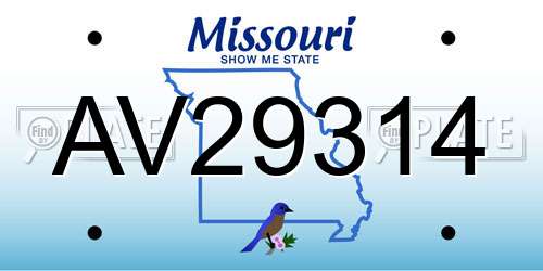 AV29314 Missouri License Plate