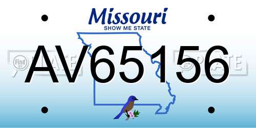 AV65156 Missouri License Plate