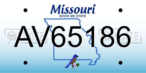 AV65186 Missouri License Plate
