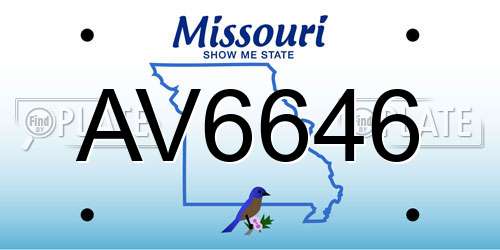 AV6646 Missouri License Plate