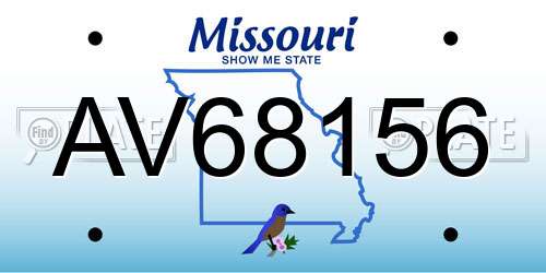 AV68156 Missouri License Plate