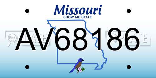 AV68186 Missouri License Plate