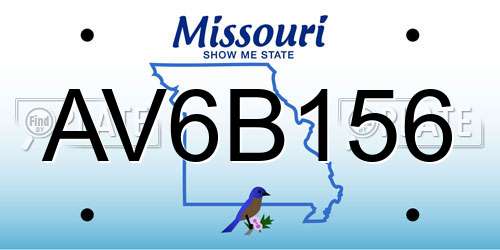 AV6B156 Missouri License Plate
