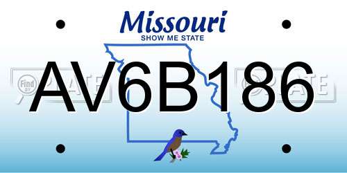 AV6B186 Missouri License Plate