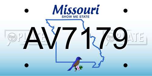 AV7179 Missouri License Plate