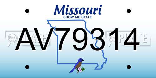 AV79314 Missouri License Plate