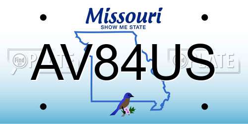 AV84US Missouri License Plate