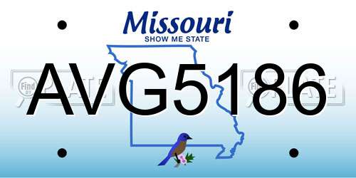 AVG5186 Missouri License Plate