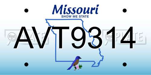 AVT9314 Missouri License Plate
