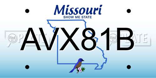 AVX81B Missouri License Plate