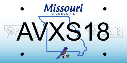AVXS18 Missouri License Plate
