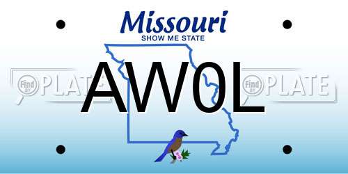 AW0L Missouri License Plate