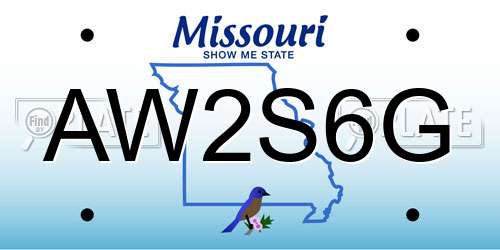 AW2S6G Missouri License Plate