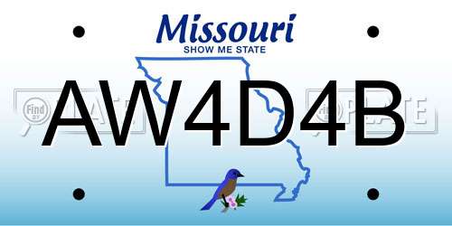 AW4D4B Missouri License Plate