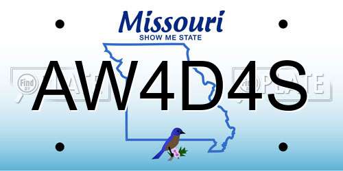AW4D4S Missouri License Plate