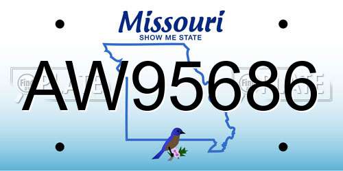 AW95686 Missouri License Plate