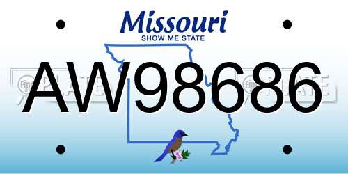 AW98686 Missouri License Plate