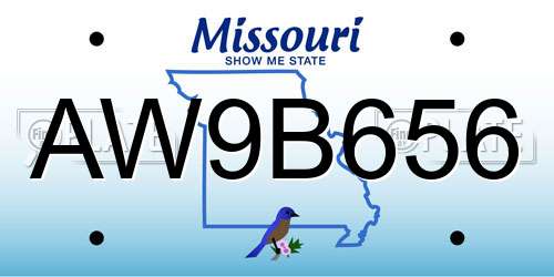 AW9B656 Missouri License Plate