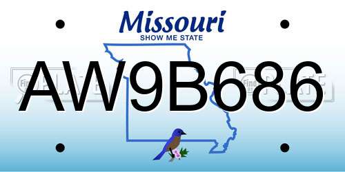 AW9B686 Missouri License Plate