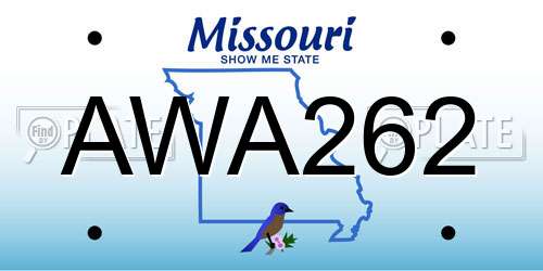 AWA262 Missouri License Plate