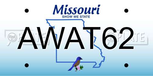 AWAT62 Missouri License Plate