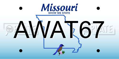 AWAT67 Missouri License Plate