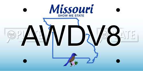 AWDV8 Missouri License Plate