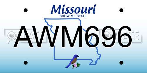AWM696 Missouri License Plate