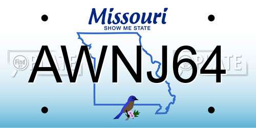 AWNJ64 Missouri License Plate