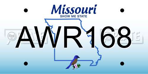 AWR168 Missouri License Plate