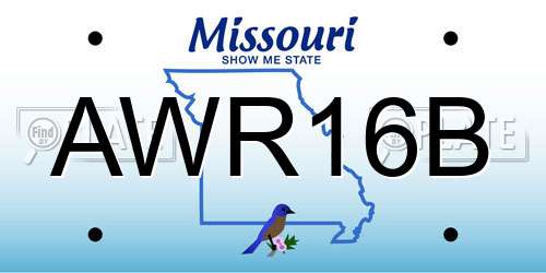AWR16B Missouri License Plate