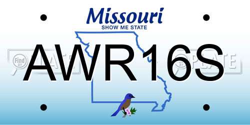 AWR16S Missouri License Plate