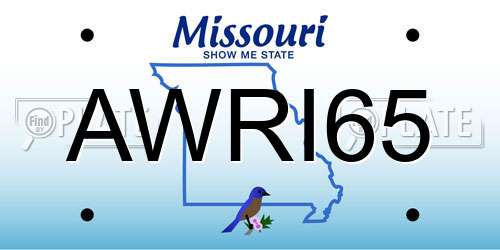 AWRI65 Missouri License Plate