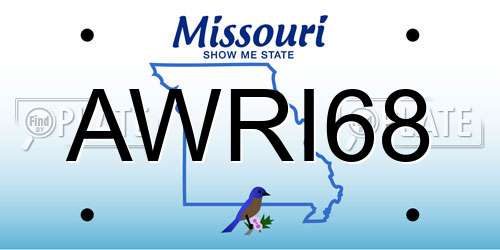 AWRI68 Missouri License Plate