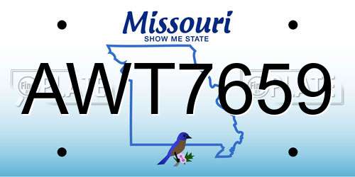 AWT7659 Missouri License Plate