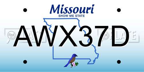 AWX37D Missouri License Plate
