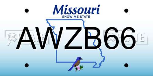 AWZB66 Missouri License Plate