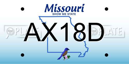 AX18D Missouri License Plate