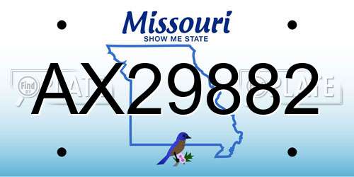 AX29882 Missouri License Plate