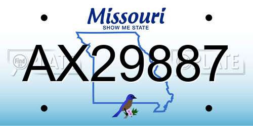 AX29887 Missouri License Plate