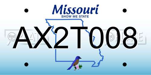 AX2T008 Missouri License Plate