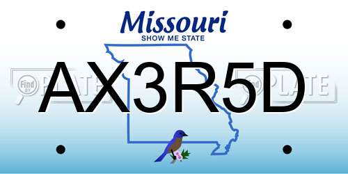 AX3R5D Missouri License Plate