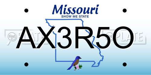 AX3R5O Missouri License Plate