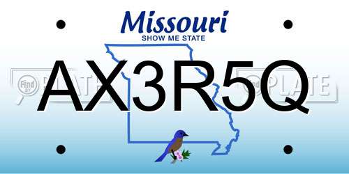 AX3R5Q Missouri License Plate