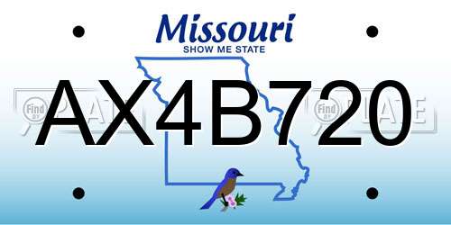 AX4B720 Missouri License Plate