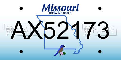 AX52173 Missouri License Plate