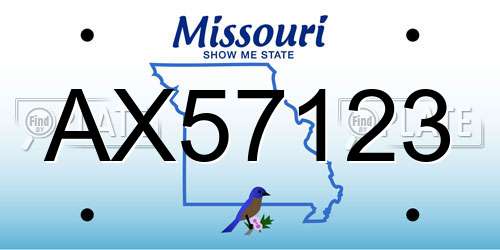 AX57123 Missouri License Plate