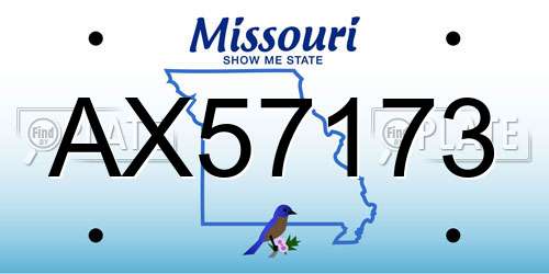 AX57173 Missouri License Plate