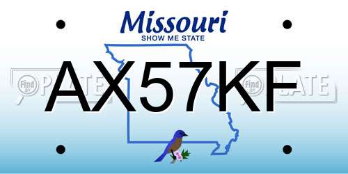 AX57KF Missouri License Plate